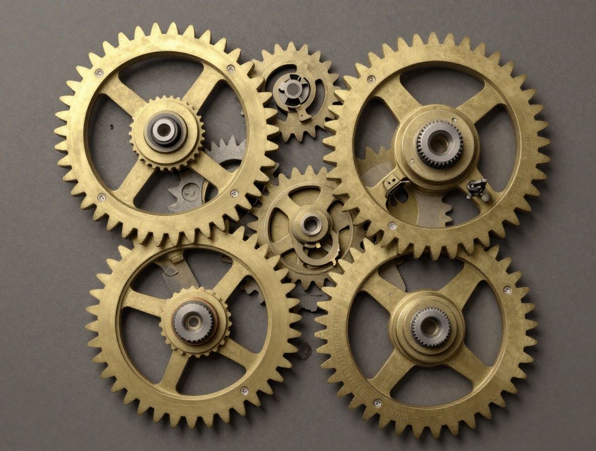 Illustration stylisée des engrenages d'un mécanisme complexe, représentant le métabolisme humain.