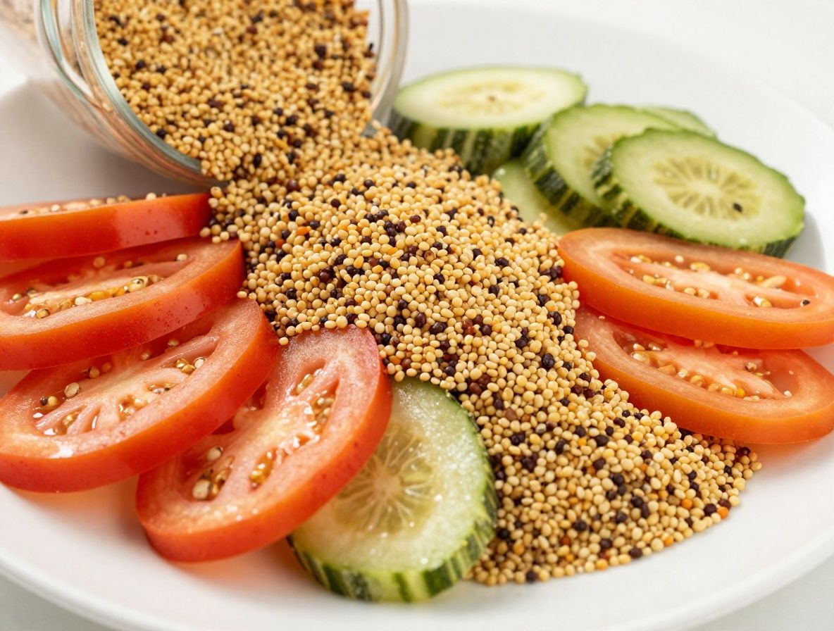 Bol de quinoa avec des légumes colorés, illustrant les glucides complexes.